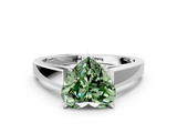White gold Fancy Green Heart  Solitaire Engagement Ring with Four-Prong Setting and Tapered Band_3