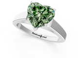 White gold Fancy Green Heart  Solitaire Engagement Ring with Four-Prong Setting and Tapered Band_4