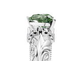 White gold Fancy Green Heart  Solitaire Filigree Engagement Ring with Halo and Prong Setting_5