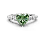 White gold Fancy Green Heart  Solitaire Floral Milgrain Engagement Ring_49