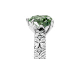 White gold Fancy Green Heart  Solitaire Floral Milgrain Engagement Ring_54