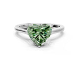 White gold Fancy Green Heart  Solitaire Heart Prong Engagement Ring with Tapered Band_35