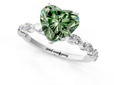 White gold Fancy Green Heart  Solitaire Marquise Side Stone Prong Setting Ring_1