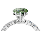 White gold Fancy Green Heart  Solitaire Marquise Side Stone Prong Setting Ring_4