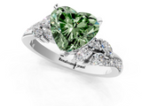 White gold Fancy Green Heart  Solitaire Marquise Twist Band with Six-Prong Setting_1