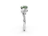 White gold Fancy Green Heart  Solitaire Marquise Twist Band with Six-Prong Setting_2