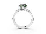 White gold Fancy Green Heart  Solitaire Marquise Twist Band with Six-Prong Setting_3