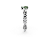 White gold Fancy Green Heart  Solitaire Milgrain Diamond Engagement Ring with Bezel and Marquise Band_2