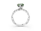 White gold Fancy Green Heart  Solitaire Milgrain Diamond Engagement Ring with Bezel and Marquise Band_3