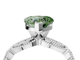 White gold Fancy Green Heart  Solitaire Milgrain Diamond Engagement Ring with Bezel and Marquise Band_4