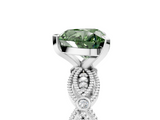 White gold Fancy Green Heart  Solitaire Milgrain Diamond Engagement Ring with Bezel and Marquise Band_5