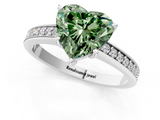 White gold Fancy Green Heart  Solitaire Pavé Band Prong Setting Ring_1