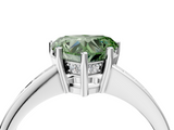 White gold Fancy Green Heart  Solitaire Pavé Band Prong Setting Ring_4