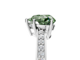 White gold Fancy Green Heart  Solitaire Pavé Band Prong Setting Ring_5