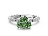 White gold Fancy Green Heart  Solitaire Pavé Band with Four-Prong Setting