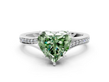 White gold Fancy Green Heart  Solitaire Pavé Band with Four-Prong Setting_18