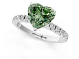 White gold Fancy Green Heart  Solitaire Pavé Band with Four-Prong Setting_1