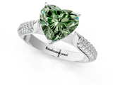 White gold Fancy Green Heart  Solitaire Pavé Diamond Engagement Ring with Four-Prong Setting_1
