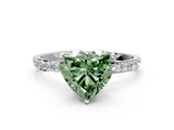 White gold Fancy Green Heart  Solitaire Pavé Diamond Engagement Ring with Four-Prong Setting_35