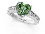 White gold Fancy Green Heart  Solitaire Pavé Diamond Milgrain Engagement Ring with Four-Prong Setting_1