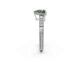 White gold Fancy Green Heart  Solitaire Pavé Diamond Milgrain Engagement Ring with Four-Prong Setting_2