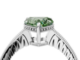 White gold Fancy Green Heart  Solitaire Pavé Diamond Milgrain Engagement Ring with Four-Prong Setting_4