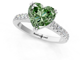 White gold Fancy Green Heart  Solitaire Pave Diamond Engagement Ring with Prong Setting_1