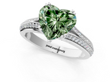 White gold Fancy Green Heart  Solitaire Pave Split Shank Engagement Ring with Six-Prong Setting_1