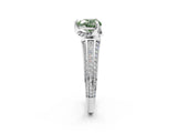 White gold Fancy Green Heart  Solitaire Pave Split Shank Ring with Four-Prong Setting_113