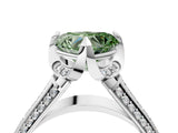 White gold Fancy Green Heart  Solitaire Pave Split Shank Ring with Four-Prong Setting_115