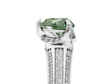 White gold Fancy Green Heart  Solitaire Pave Split Shank Ring with Four-Prong Setting_116