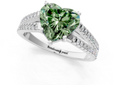 White gold Fancy Green Heart  Solitaire Split Shank Pavé Diamond Engagement Ring_1