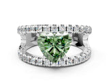 White gold Fancy Green Heart  Solitaire Split Shank Pave Diamond Ring_29