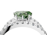 White gold Fancy Green Heart  Solitaire Split Shank Pave Diamond Ring_33