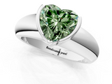 White gold Fancy Green Heart  Solitaire Tension Set Diamond Ring with Wide Band_1