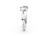 White gold Fancy Green Heart  Solitaire Tension Set Diamond Ring with Wide Band_2