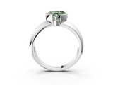 White gold Fancy Green Heart  Solitaire Tension Set Diamond Ring with Wide Band_3