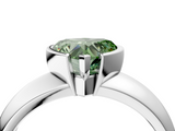 White gold Fancy Green Heart  Solitaire Tension Set Diamond Ring with Wide Band_4