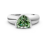 White gold Fancy Green Heart  Solitaire Tension Set Diamond Ring with Wide Band