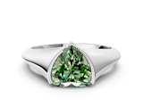 White gold Fancy Green Heart  Solitaire Tension Set Diamond Ring