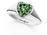 White gold Fancy Green Heart  Solitaire Tension Set Diamond Ring_1