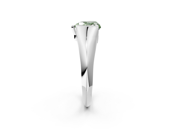 Platinum Fancy Green Heart  Solitaire Tension Set Diamond Ring