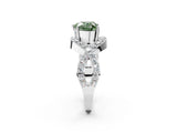 White gold Fancy Green Heart  Solitaire Twist Band Pavé Diamond Engagement Ring_34