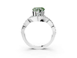 White gold Fancy Green Heart  Solitaire Twist Band Pavé Diamond Engagement Ring_35