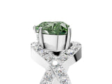 White gold Fancy Green Heart  Solitaire Twist Band Pavé Diamond Engagement Ring_37
