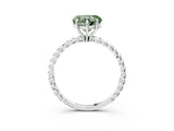 White gold Fancy Green Heart  Solitaire Twist Band Ring with Four-Prong Setting_15
