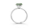 White gold Fancy Green Heart  Solitaire Twist Band Ring with Four-Prong Setting_152