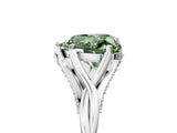White gold Fancy Green Heart  Solitaire Twist Band Six-Prong Setting 5