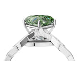 White gold Fancy Green Heart  Solitaire Twist Band with Leaf Prong Setting 4