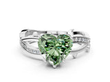White gold Fancy Green Heart  Solitaire Twist Band with Pavé Accents and Four-Prong Setting_20